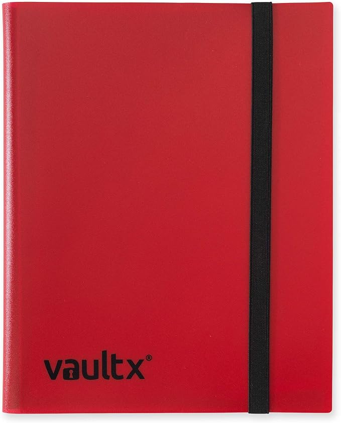 Vault X 9 Pocket Standard Strap Binder, Holds 360 Trading Cards in 20 Side-Loading Pages (Red)