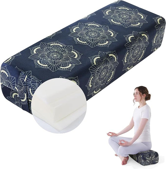 MABOZOO Yoga Bolster Pillow, Triple-Layer Sponge Rectangular Yoga Bolster with Carry Handle Meditation Pillow with Washable Cover for Restorative, Meditation