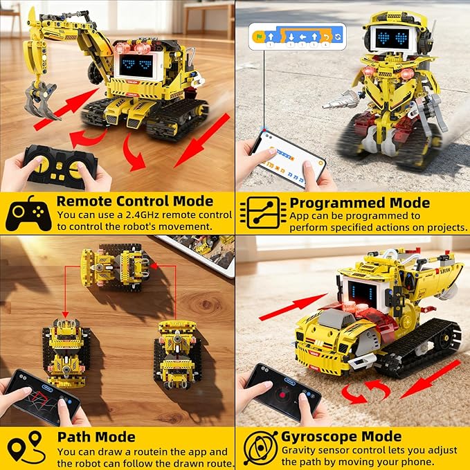 5-in-1 Programmable Robot Building Block Set for Kids Ages 8-14, with APP or Remote Control & LED Display Screen,STEM Educational Gift for Teen Boys and Girls (660PCS)