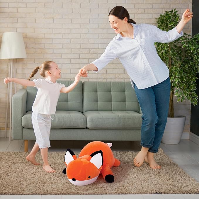 4.2lbs Fox Weighted Stuffed Animals 24in, Weighted Stuffed Animals, Giant Fox Throw Pillow Soft Plushie Doll Toy Gifts for Adults Kids