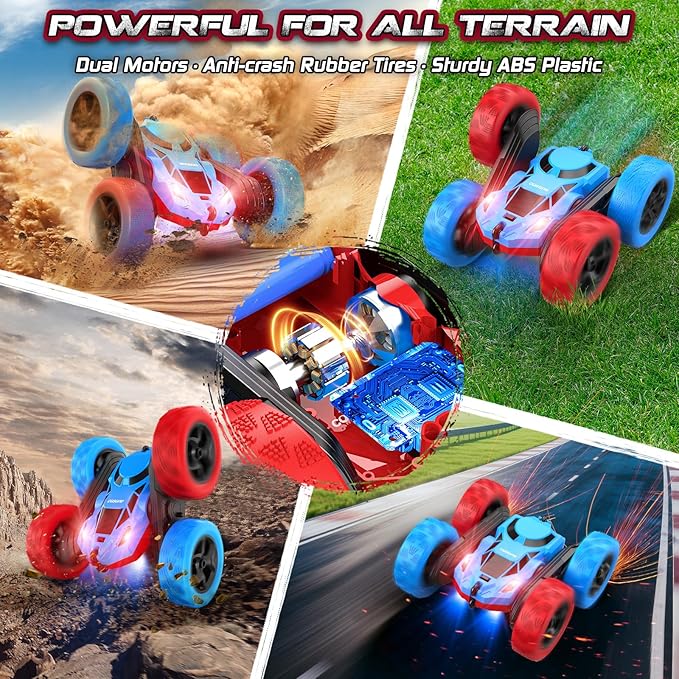cosone Remote Control Car,RC Cars Toys for 6-12 Year Old Boys, Off Road RC Stunt Car 4WD 360° Rotating Remote Control Cars for Kids, Boys Girls Gifts for Birthday Gift