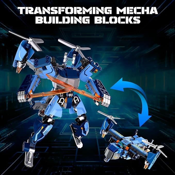 Tenhorses Star Machine Change - Fighter Mecha Building Blocks Set, Kids can Build into Robots or Fighter Jets, 2 in 1 Toy, 6+ Best STEM Gift for Boys and Girls for Birthday Holidays