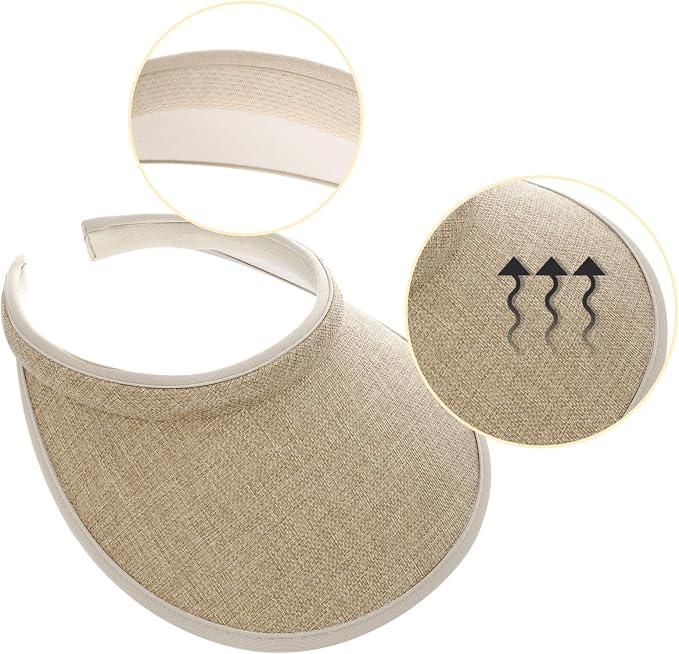 4Pcs Slip On Sun Visor Hats for Women UV Protection, Clip On Wide Brim Golf Visors for Summer Sports Travel Outdoor Activity