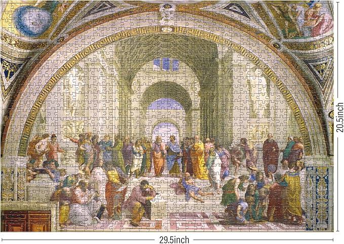 Antelope - School of Athens Puzzle Fresco Raphael Officially Licensed - 1000 Pieces High Resolution, Matte Finish, Smooth Edging, No Dust Classic Artistic Puzzle