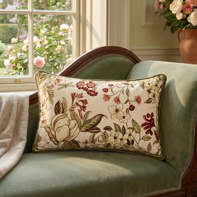 Designer Vintage Velvet Throw Pillow Cover,20"x12"-Grace A | Pillow Cover,Concealed Zipper Design,Dragonfly Pattern,Sofas,Bedroom,Living Room,Lounge Chairs,All Season Home Decor