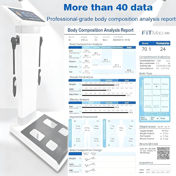 Body Fat Body Composition Analysis Machine Mass Body Posture Assessment Analyzer, Muscle Scanner, Weight Loss Analysis Machine, Fat Measurement Device, Skin Tester
