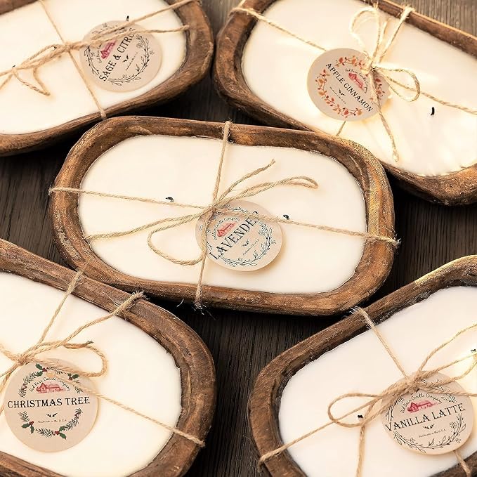 Red Barn Candle Company Wood Dough Bowl Candles | 100% Natural Soy Wax & Essential Oil Infused | Odor Eliminating + Pet Safe | Scented Candle Gifts for Men & Women (3-Wick, Flower Shop)