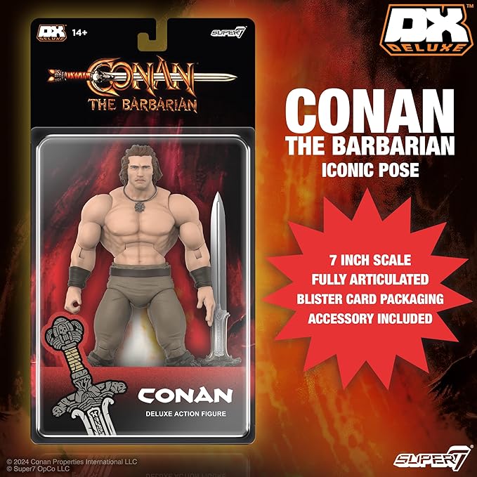 Super7 Conan The Barbarian Deluxe Iconic Pose - 7" Conan Action Figure with Accessory Classic Movie Collectibles and Retro Toys