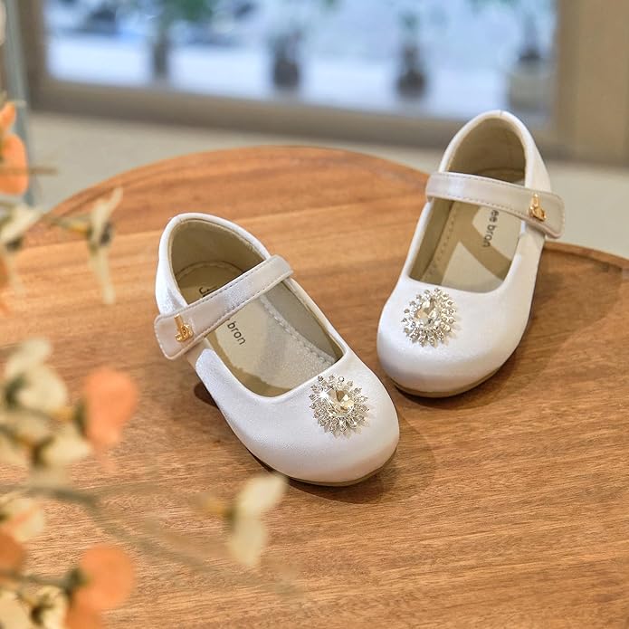 THEE BRON Mary Jane Ballet Flats - Girls' Dress Shoes with Hook & Loop Closure