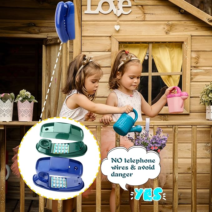 2 Pack Swingset Phone Toys Playground Swing Set Telephone Plastic Pretend Play Telephone with Numeric Key for Kids Outdoor Playground Treehouse Accessories (Green, Blue)