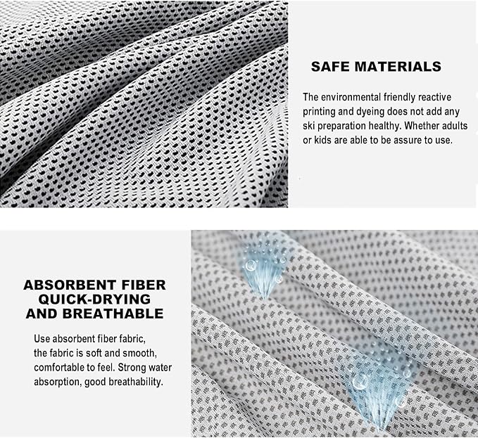 10 Pack Cooling Towels Bulk Microfiber Ice Towel Quick Dry Breathable Chilly Sweat Towel Stay Cool Towel for Neck Face Yoga Gym Workout Running Pilates Beach with Carabin Bag, 40x12'', Gray