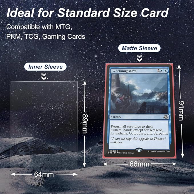 400 Pack Card Sleeves, 200 Matte Red Trading Card Sleeve and 200 Inner Sleeves Ideal for Double-Sleeving, Fit for MTG, TCG and Game Cards