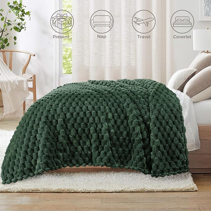 Whale Flotilla Soft 3D Fleece Throw Blanket for Couch & Bed, Emerald Green | Super Cozy Lightweight Plush Fluffy Throw, Luxury Decorative All‑Season Couch Cover Blanket for Sofa & Office Chair, 50"x60"