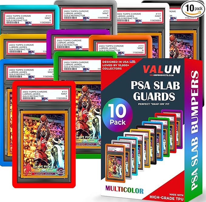 VALUN 10 Pack Slab Guards Fits PSA & CGC & TAG Slabs - PSA Slab Guard Hard TPU PSA Slab Protector for Graded Cards – PSA Slab Bumper Guard for graded slabs – Slab Protector for PSA Cards