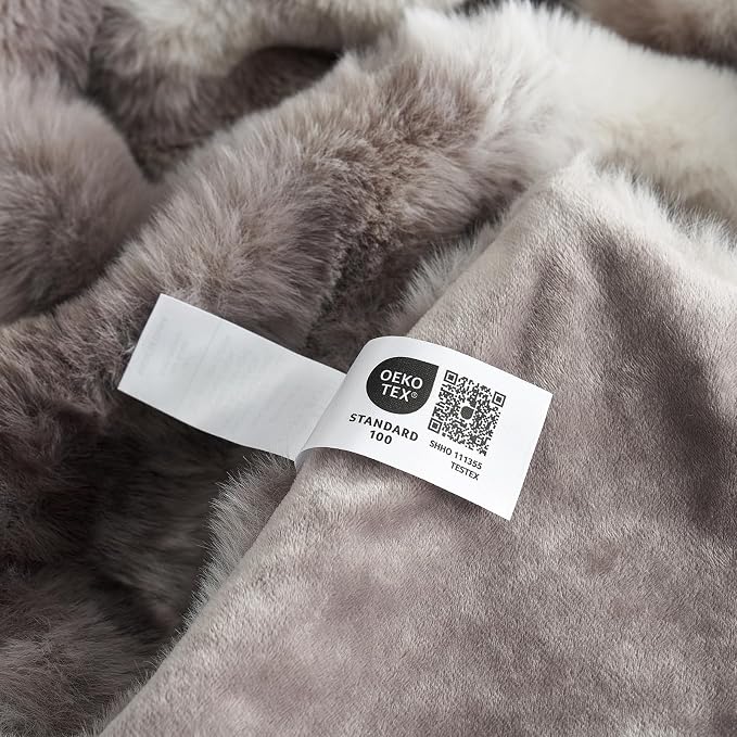 Cozy Bliss Faux Fur Throw Blanket for Bed King Size, Fuzzy Soft Plush Thick Bubble Blanket for Sofa Bedroom Living Room, 108 * 90 Inches Tie Dye Taupe