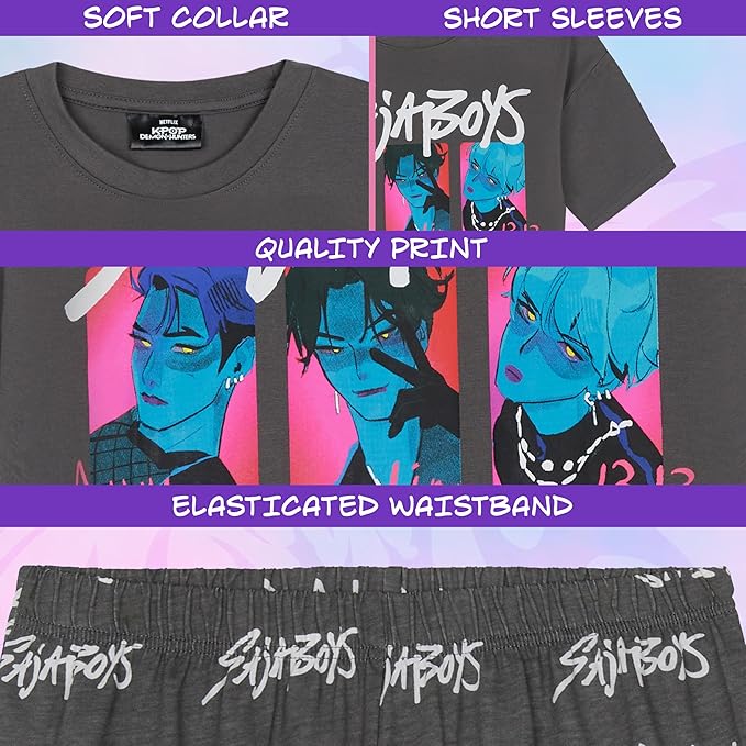 KPop Demon Hunters Officially Licensed 2-Pc Pajamas Set Girls, 5–14 Yrs, Soft PJs Lounge Set T Shirt Shorts, Gifts for Girls