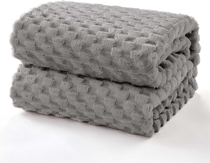 EXQ Home Fleece Throw Blanket for Couch or Bed - 3D Imitation Turtle Shell Jacquard Decorative Blankets - Cozy Soft Lightweight Fuzzy Flannel Blanket Suitable for All Seasons(50"×60",Light Grey)