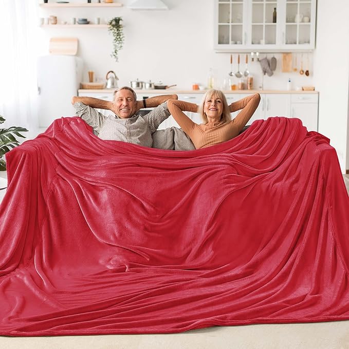 BEDELITE Fleece Blanket Soft Plush Oversized Bed Blanket Red 120"x120" | Ultra Soft Plush Fleece, Lightweight Warmth, All Season Comfort, Fade Resistant, Machine Washable, Perfect for Sharing