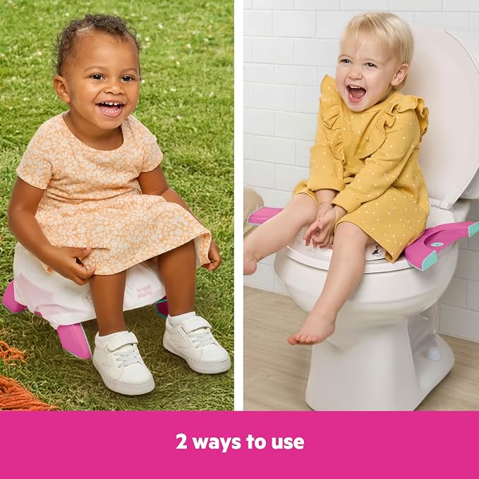 Disney Minnie Mouse 2-in-1 My Travel Potty by Bright Starts, Freestanding Potty or Toilet Topper Seat, Includes Travel Storage Bag, Pink