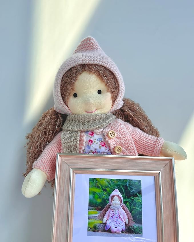 Waldorf Doll - Handmade Personalized Plush Collectors Doll for Kids Birthday Present with Beautiful Box - Luna 12"