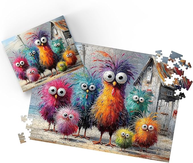 Puzzles for Adults 500 Pieces, Chicken Jigsaw Puzzles - Beach Chicken Coop, Impossible Beach Puzzles for Seniors Family, 20.47x14.96 inches, 1:1 Poster, Letter on The Back