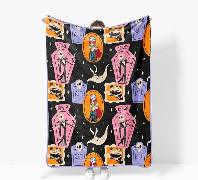 Jay Franco Kids Plush Throw Blanket – Soft & Cozy Fleece Throw for Bedroom & Couch Décor, Official Licensed Product, Multi - Nightmare Before Christmas, 46x60 - Throw Blanket