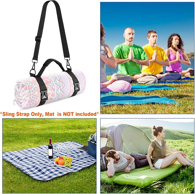 Cosmos Portable Yoga Mat Strap Mat Sling Picnic Blanket Strap with Adjustable Shoulder Strap & Handle for Festivals Picnics Camping Motorcycle Bedroll Pilates