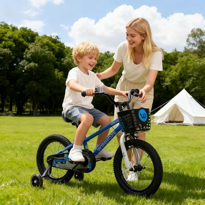 WinHope Kids Bike, 12-18 Inch Toddler Bicycle with Removable Training Wheels and Dual Brakes, Children Bike for Beginner with Adjustable Seat and Headlebar for 2-9 Years Boys Girls, Multiple Colors
