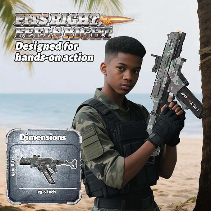 Electric Gel Ball Blaster Gun High Speed 180+FPS Automatic Blaster Gun 100+ Feets Battery Display Foldable Stock Modular Battery with 40,000 Gel Balls Outdoor Games Summer Gifts Over Age 14+