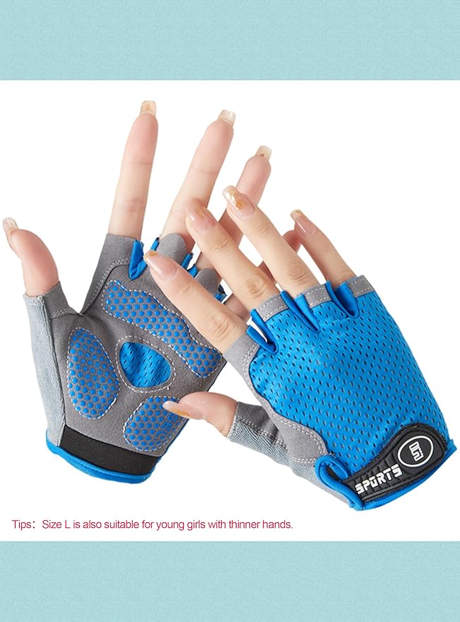 Kids Fingerless Cycling Gloves Non-Slip Bike Gloves for Youth Girls Boys 3-14T, Breathable Gloves for Skating Scooter