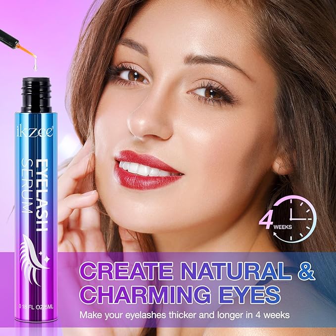 Premium Eyelash Growth Serum For Eyelash Growth Longer & Thicker, Lash Enhancing Serum With Premium All Natural Cold Pressed Castor Oil, 3 Month Supply, 5ml