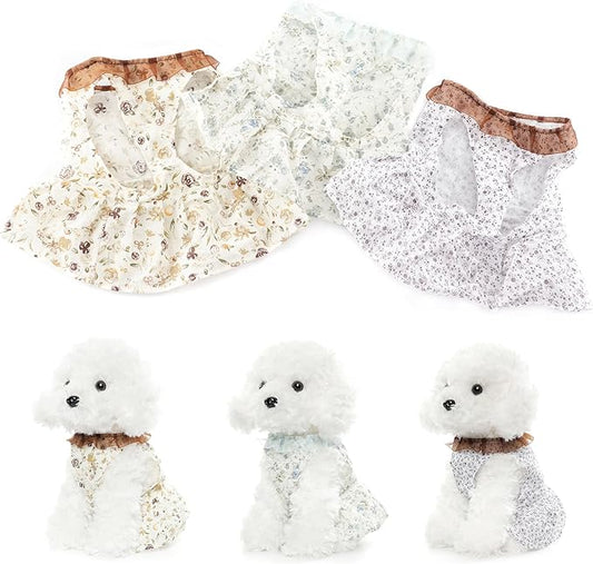Plush Dog Dresses, Set of 3 - Stuffed Animal Puppy Clothing for 12.6 inch Sitting Dogs