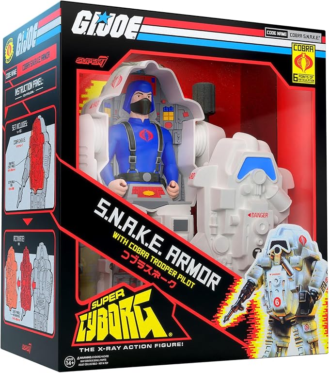 Super7 Super Cyborg G.I. Joe Cobra S.N.A.K.E. Armor (Full Color - Gray) - 11" G.I. Joe Action Figure with Accessories Classic Cartoon Collectibles