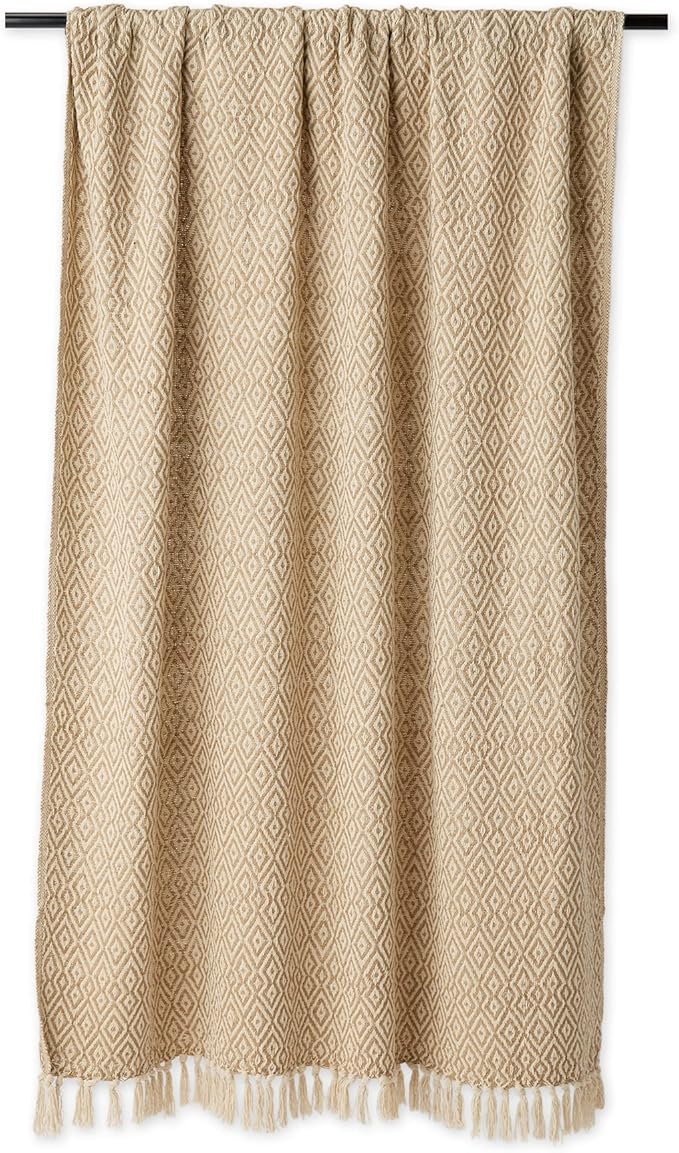 DII Rustic Farmhouse Double Diamond Woven Throw,Stone, 50x60 (Pack of 12)