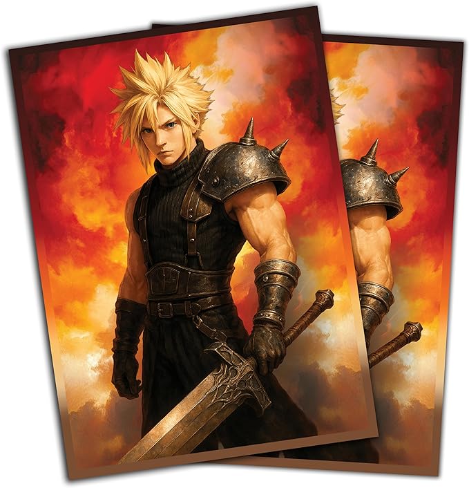 Anime Mercenary Soldier Card Sleeves 100 Pack – Compatible with MTG & TCGs – Perfect for Cloud Final Fantasy Commander Decks – Premium Card Game Sleeves for Magic
