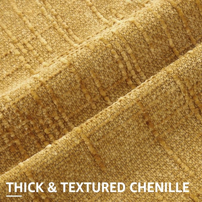 decorUhome Textured Chenille Throw Pillow Covers 18x18 Set of 2 Yellow | Fall Modern Farmhouse Soft Cozy Slubby Couch Pillow Cases Boho Decorative Pillow Cases for Bed Sofa Living Room Home Decor