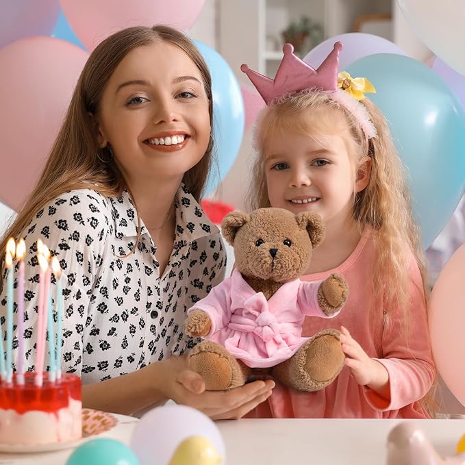 HollyHOME Pajama Bear Get Well Soon Teddy Bear in Bathrobe Plush Toy Birthday Bedtime Gift for Girls 16 inches