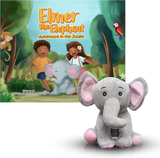 Elmer The Elephant Stuffed Animal and Heartwarming Kids Storybook Set, Book with Stuffed Animal Set with Elephant Plush & Childrens Book for Ages 3-8