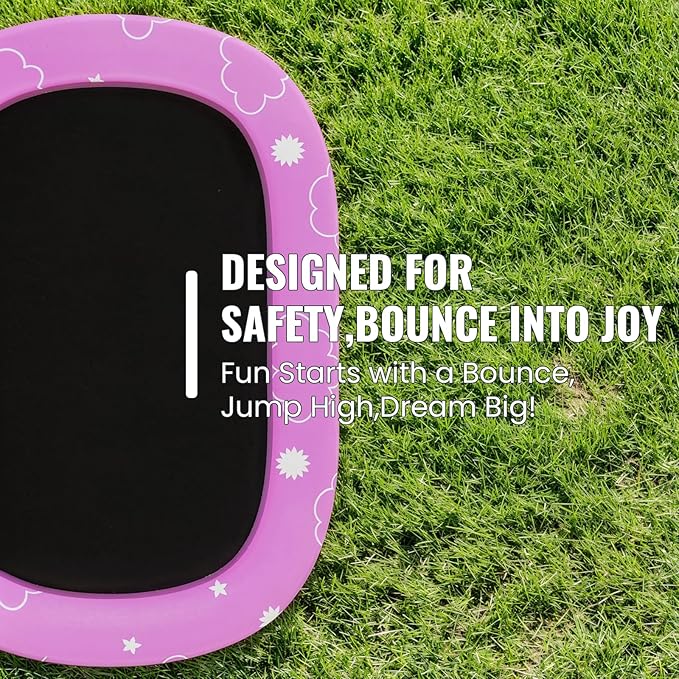 LAMERGE 55" 7-in-1 Round Trampoline for Kids Boys & Girls Ages 1-8, Indoor & Outdoor Trampoline for Fun, Adjustable Height Handrail ＆ Enclosed Safety Net ＆ Durable Designs for Toddlers Children