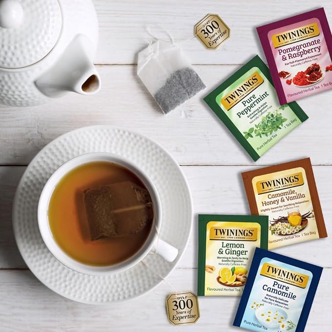 Twinings Herbal Tea Variety Pack - 26 Individually Wrapped Herbal Tea Bags Variety Pack Sampler, 13 Flavors, Caffeine Free (1 Count (Pack of 26))
