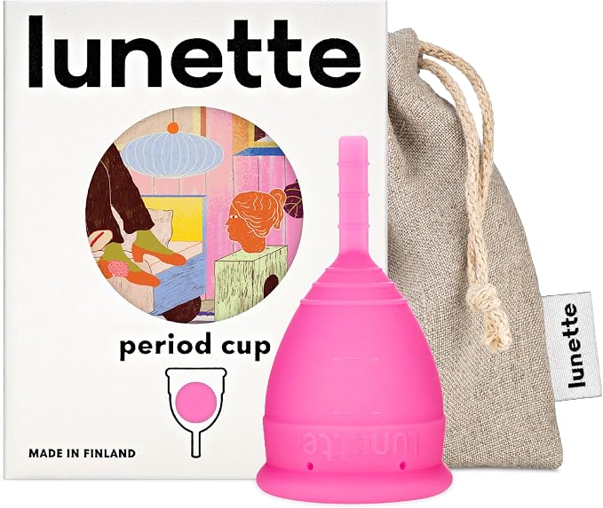 Lunette Menstrual Cup - Reusable Period Cup – Medical-Grade Silicone | 12‑hour Comfort, Reusable up to 10 years, BPA‑free, Tampon alternative, Made in Finland, Size 1 Pink