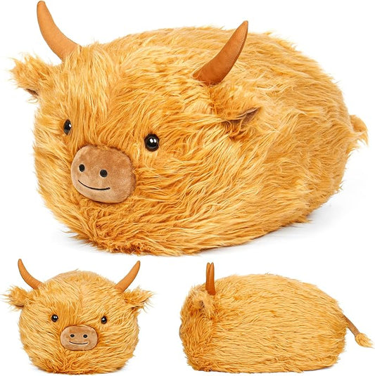 Wepop 20 in Fluffy Highland Cow Stuffed Animal, Giant Highland Cow Plush, Adorable Cattle Stuffed Animal Plushie Pillows Gifts for Kids and Adults