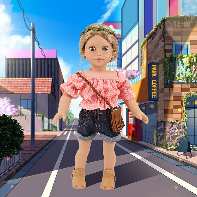K.T. Fancy 10 Sets American 18 Inch Doll Clothes and Accessories Include Doll Clothing Dress Fit for 18 inch Dolls ( No Doll )