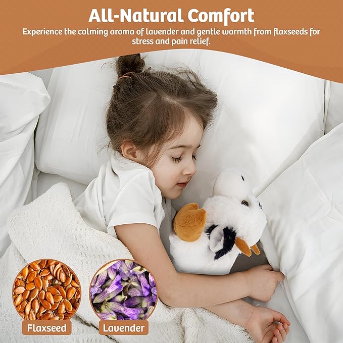 MARYSUN Microwavable Heated Cow Stuffed Animal - Weighted Stuffed Animal Plush, Heating Pad, Cozy Gift for Girls|Women|Kids|Elderly People