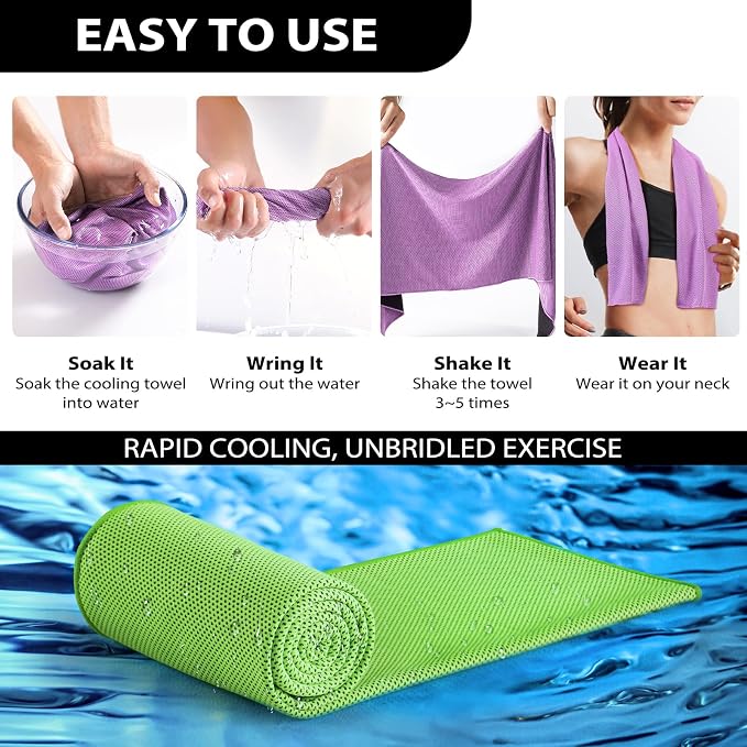 Cooling Towels - 5 Pack Gym Towels, Gym Towel for Working Out, Yoga Towel, Quick Dry Towel for Running, Camping, Fitness & More Activities