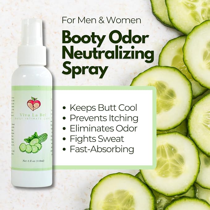 Fresh Scented Intimate Care Spray - Deodorant for Women and Men - Personal Care Cleaner for your Private Parts - Booty Spray for Body Odor Elimination - Suitable for All Ages (Cucumber)