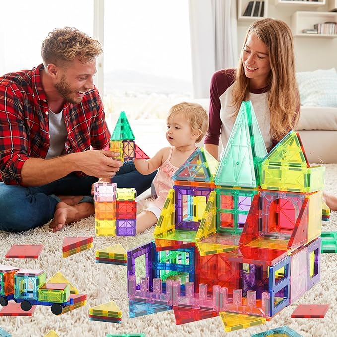 Magnetic Tiles 106 Piece Set, Magnet Building Blocks for Kids Toddlers, STEM Construction Toys with Gift Box for Ages 3 4 5 6 7 8+ Year Old Boys Girls
