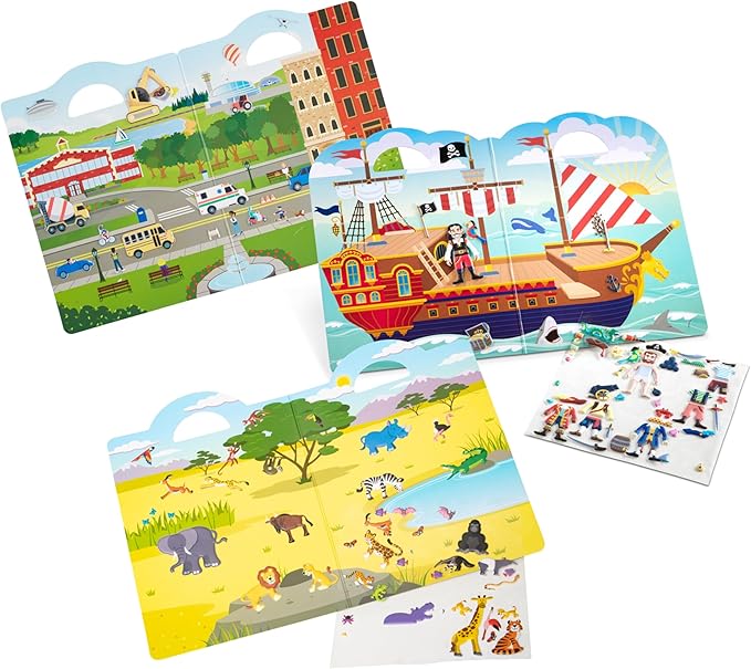Melissa & Doug M&D Puffy Sticker Bundle - Pirates, Vehicles and Safari (Amazon Only)