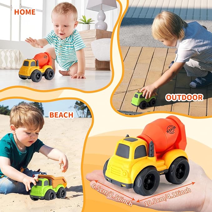 Toddler Toys for 2 Year Old Boy, Dump Truck Toys and Mixer Cement, BPA Free, Phthalates Free, PVC, Outdoor Toys for Toddlers 2-3, Ideal Toy Cars for 2 3 4 Year Old Boy Christmas Birthday Gift