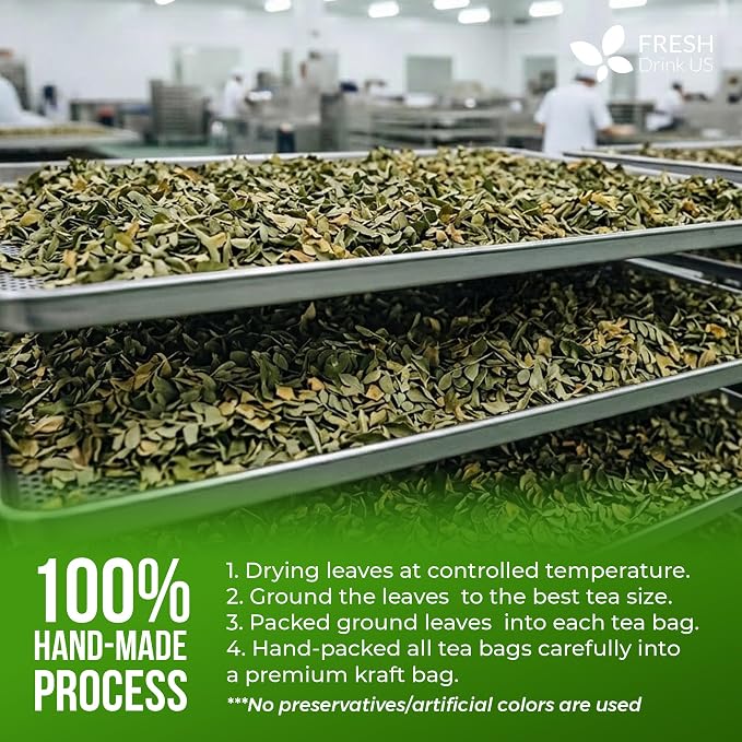 FreshDrinkUS, Premium 75 Moringa Tea Bags, 100% Natural & Pure, Herbal Tea, Made with Natural Materials-Corn Fiber Tea Bags, Sugar/Gluten Free. Rich in Antioxidants and Vitamins.